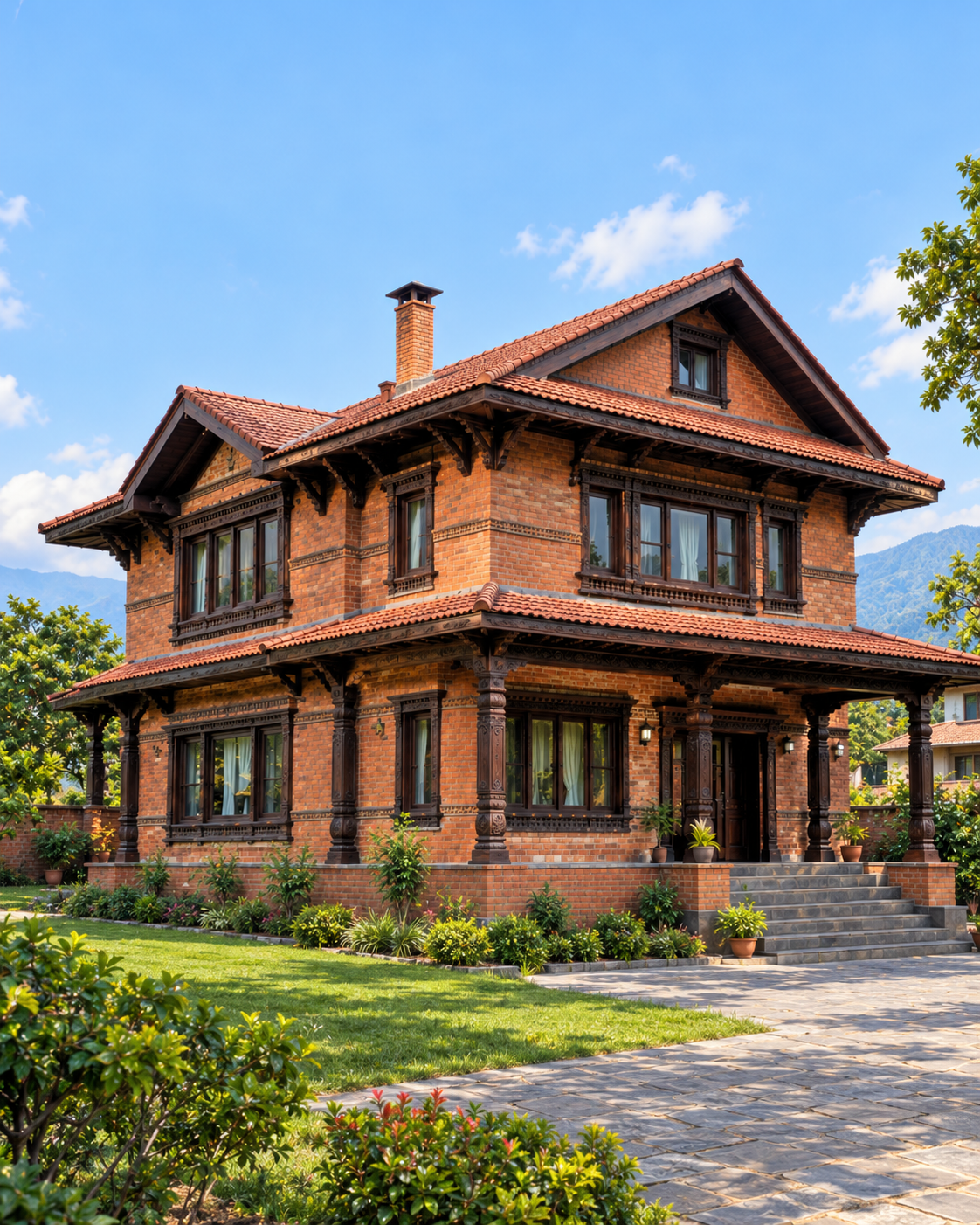 Illustrative traditional Nepali brick residence
